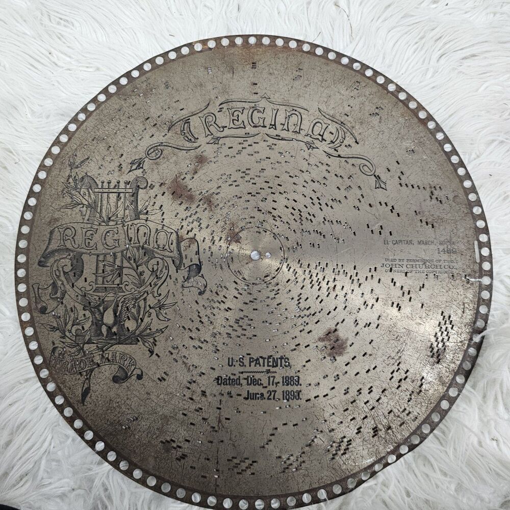 15 1/2" Regina Music Box Disc Record El Capitan, March, Sousa